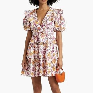10 Crosby Derek Lam Ophelia Ruffled Floral Print Cotton Mini Dress Womens 6 & 10